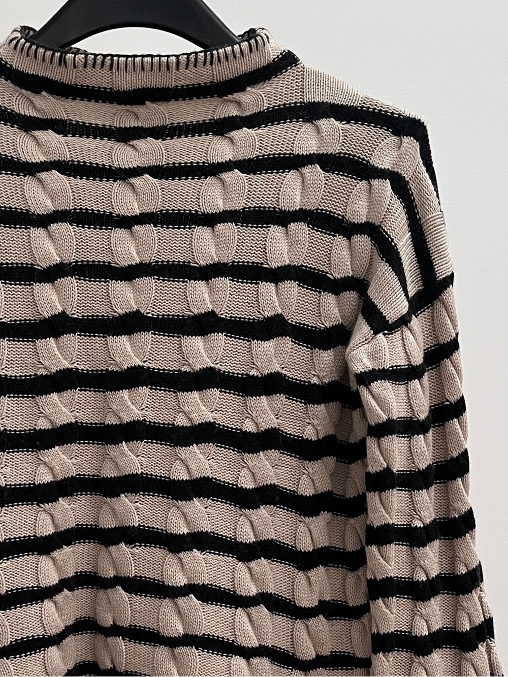 J Crew cashmere blend cableknit stripe mockneck sweater XS timeless old money